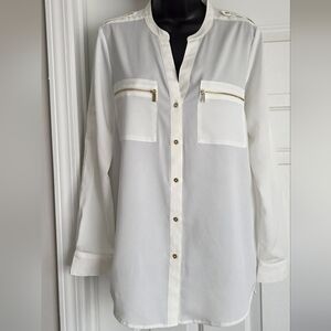 Calvin Klein White Blouse With Zipped Pockets